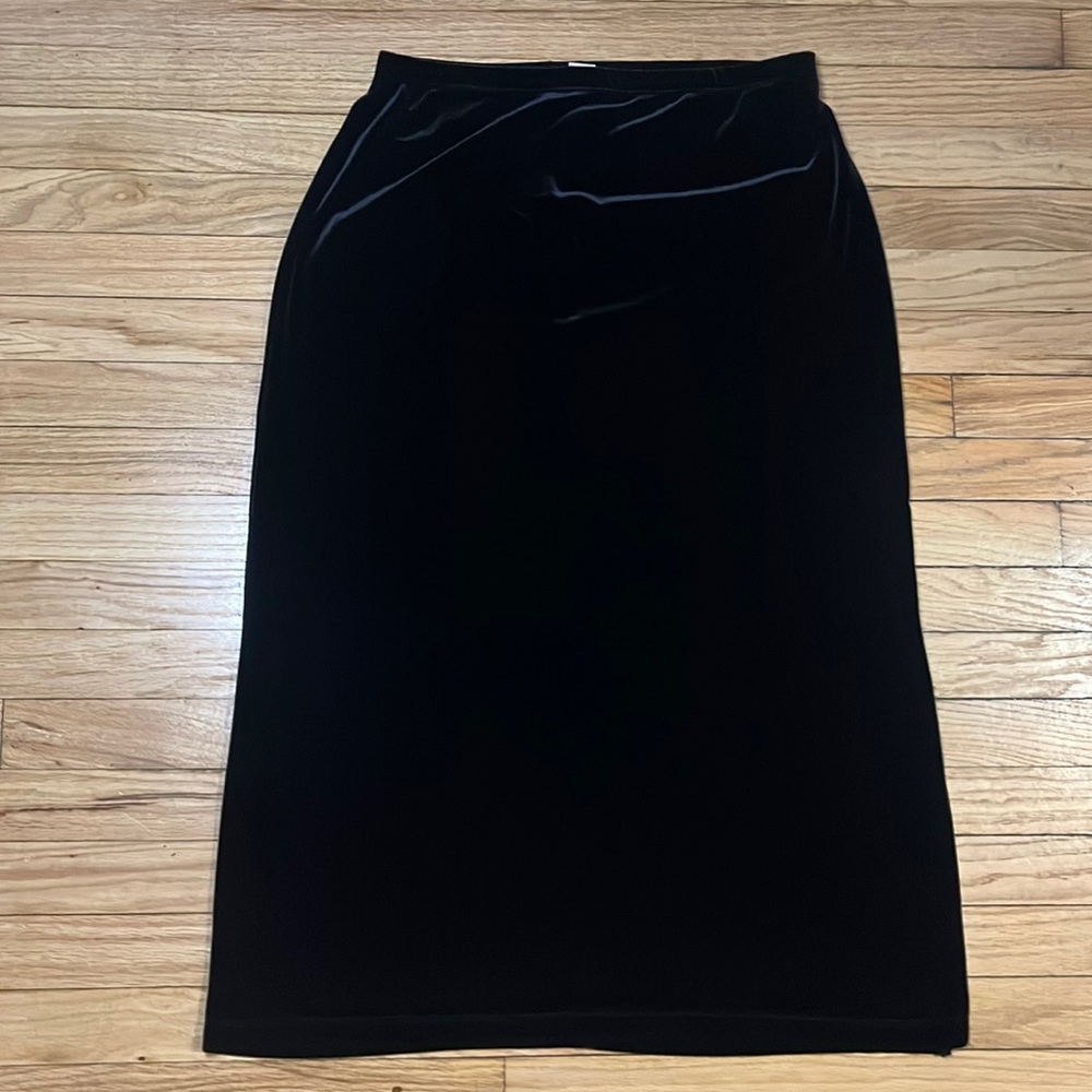 y2k black velvet maxi skirt with slit